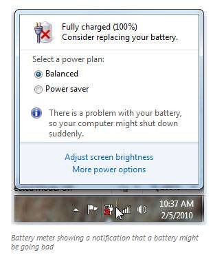 Windows 7 bug batterie